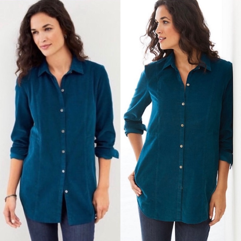 J. Jill Corderoy Button up with peplum ruffle back